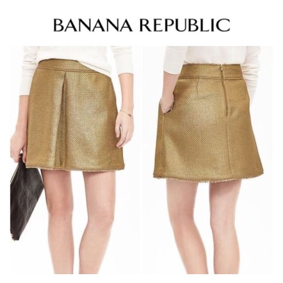 Banana Republic Gold Metallic Skirt - Picture 1 of 5
